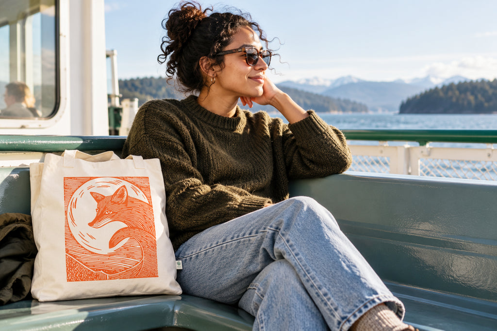 Orange Fox in the Moonlight Tote Bag
