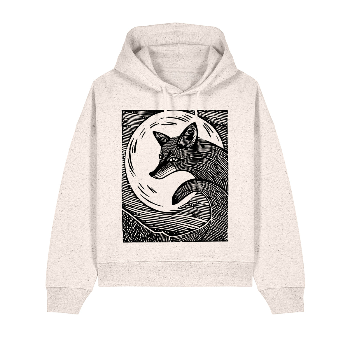 Fox in the Moonlight Cropped Hooded Sweatshirt