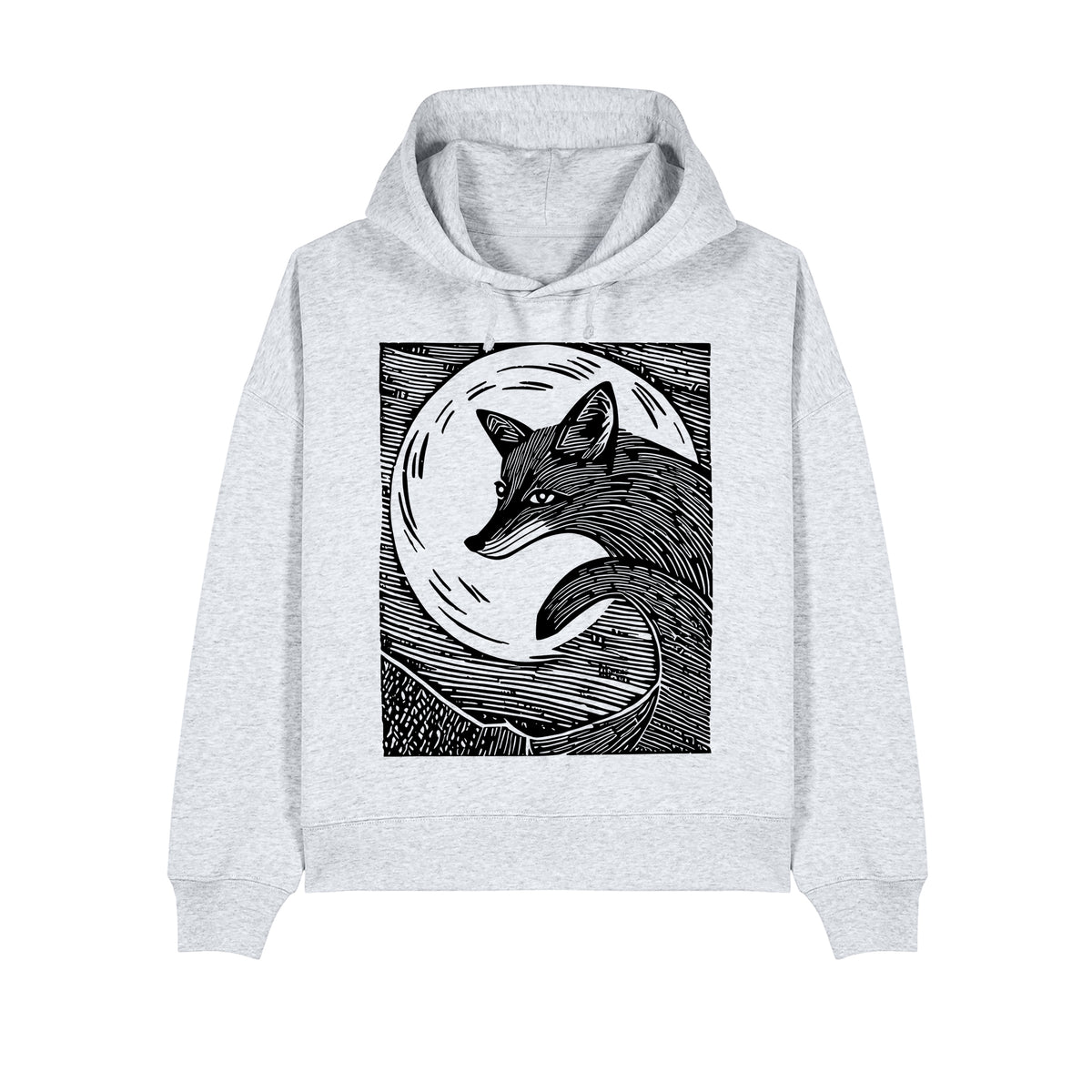Fox in the Moonlight Cropped Hooded Sweatshirt