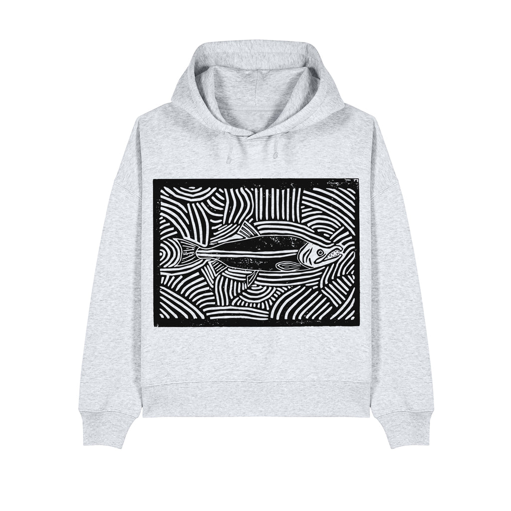 Salmon Block Cropped Hooded Sweatshirt