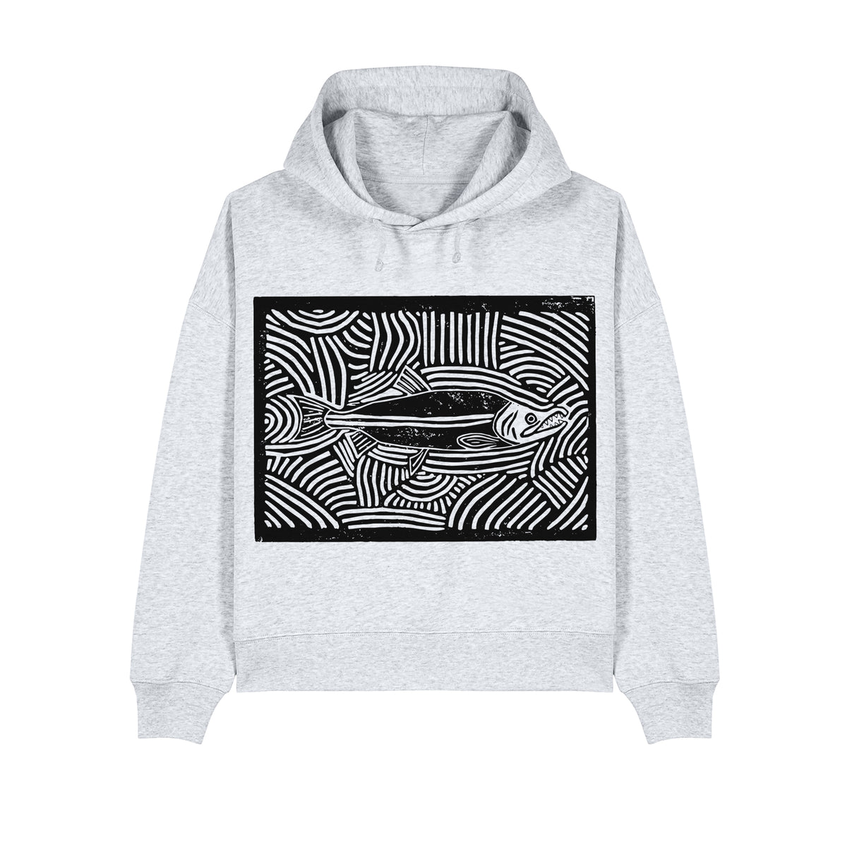 Salmon Block Cropped Hooded Sweatshirt