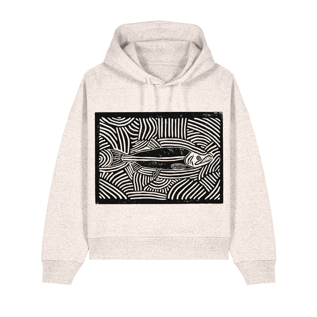 Salmon Block Cropped Hooded Sweatshirt