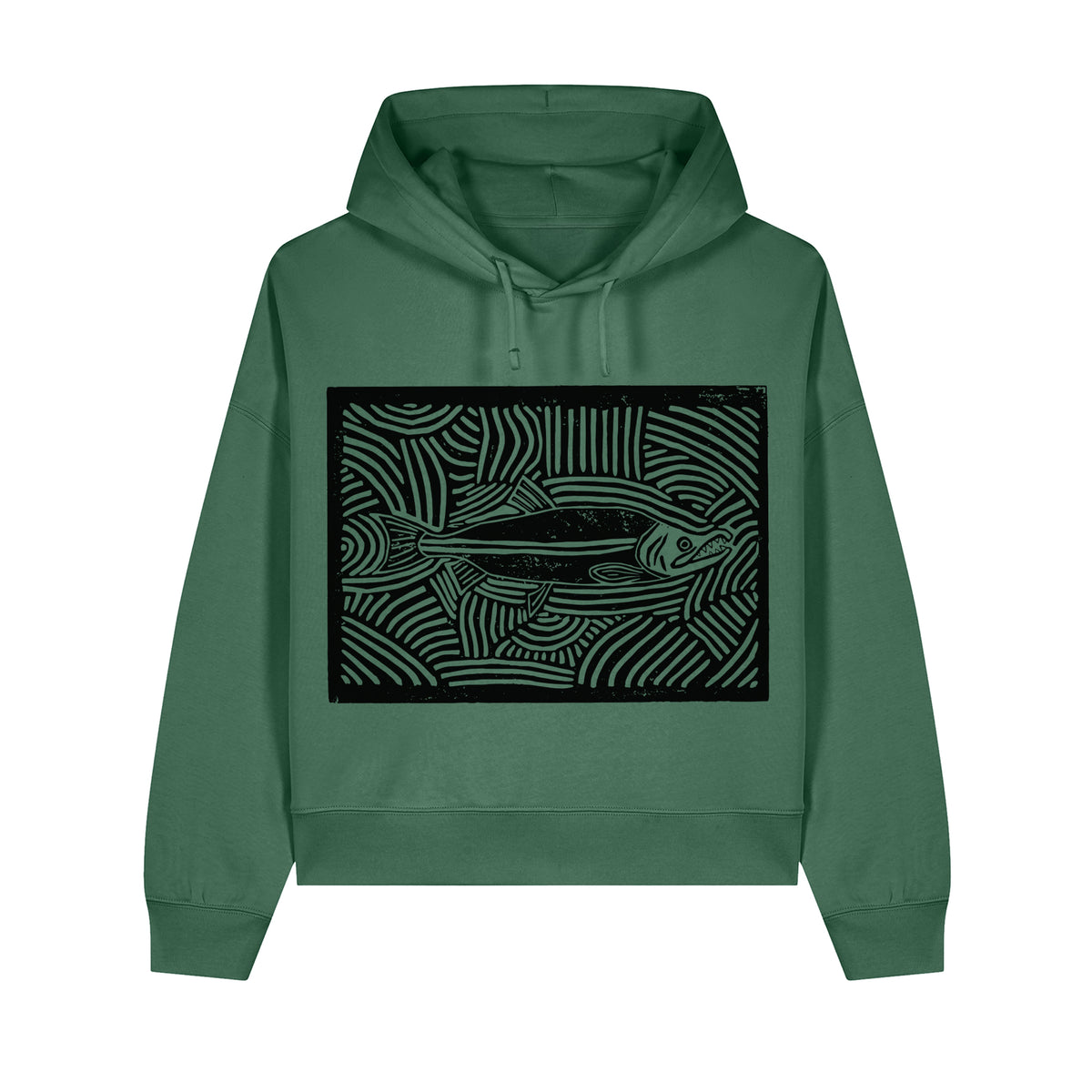Salmon Block Cropped Hooded Sweatshirt