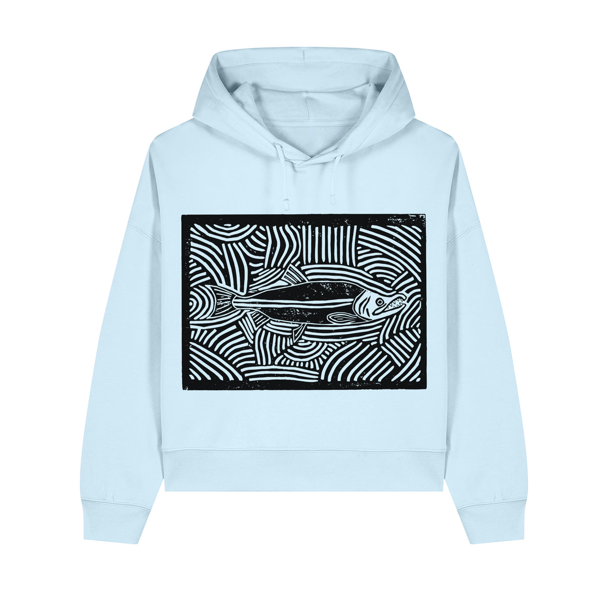 Salmon Block Cropped Hooded Sweatshirt