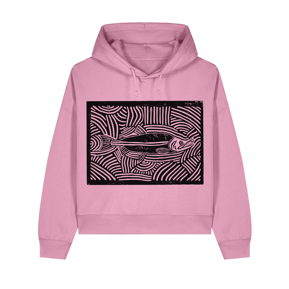 Salmon Block Cropped Hooded Sweatshirt