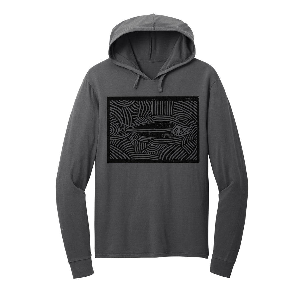 Salmon Block Hooded Long Sleeve Tee