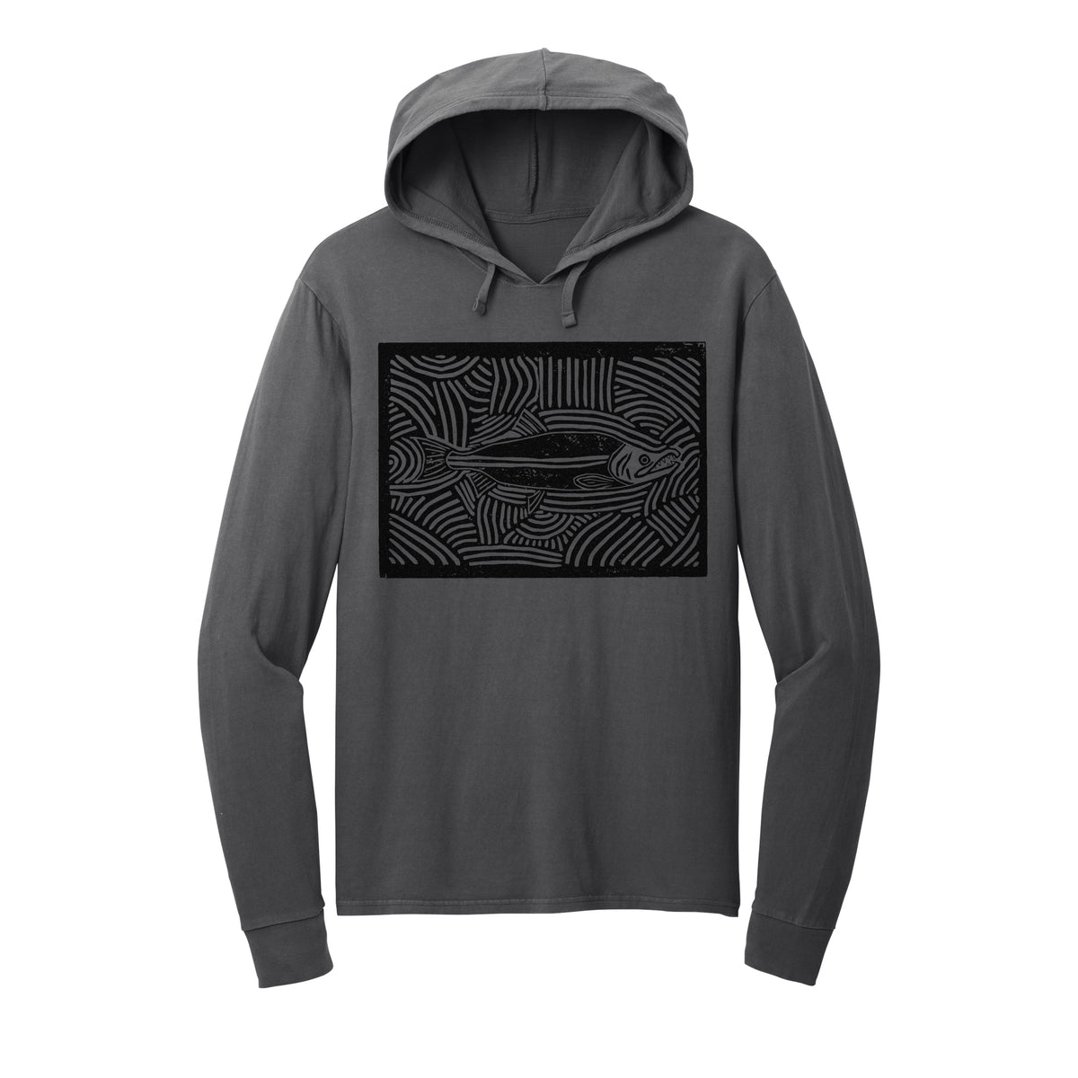 Salmon Block Hooded Long Sleeve Tee