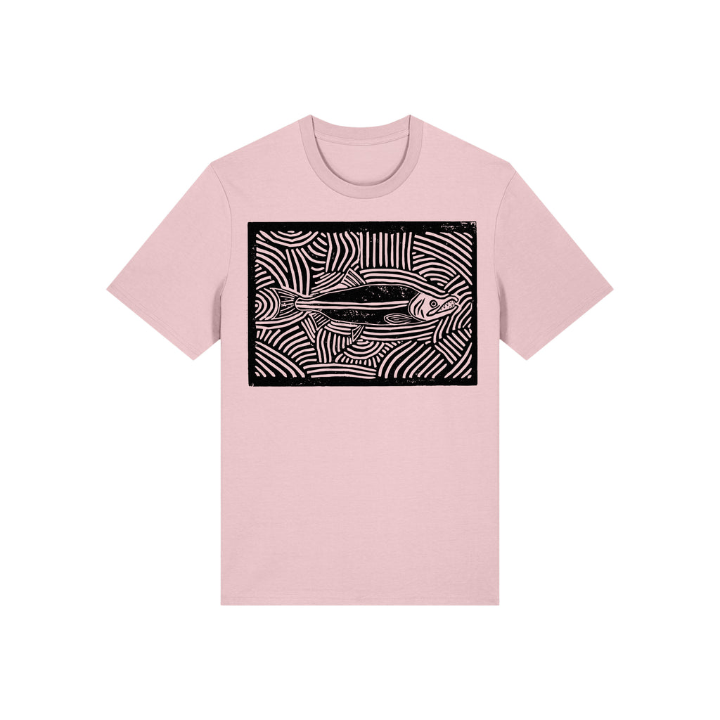Salmon Block Print Organic Cotton Unisex Tee