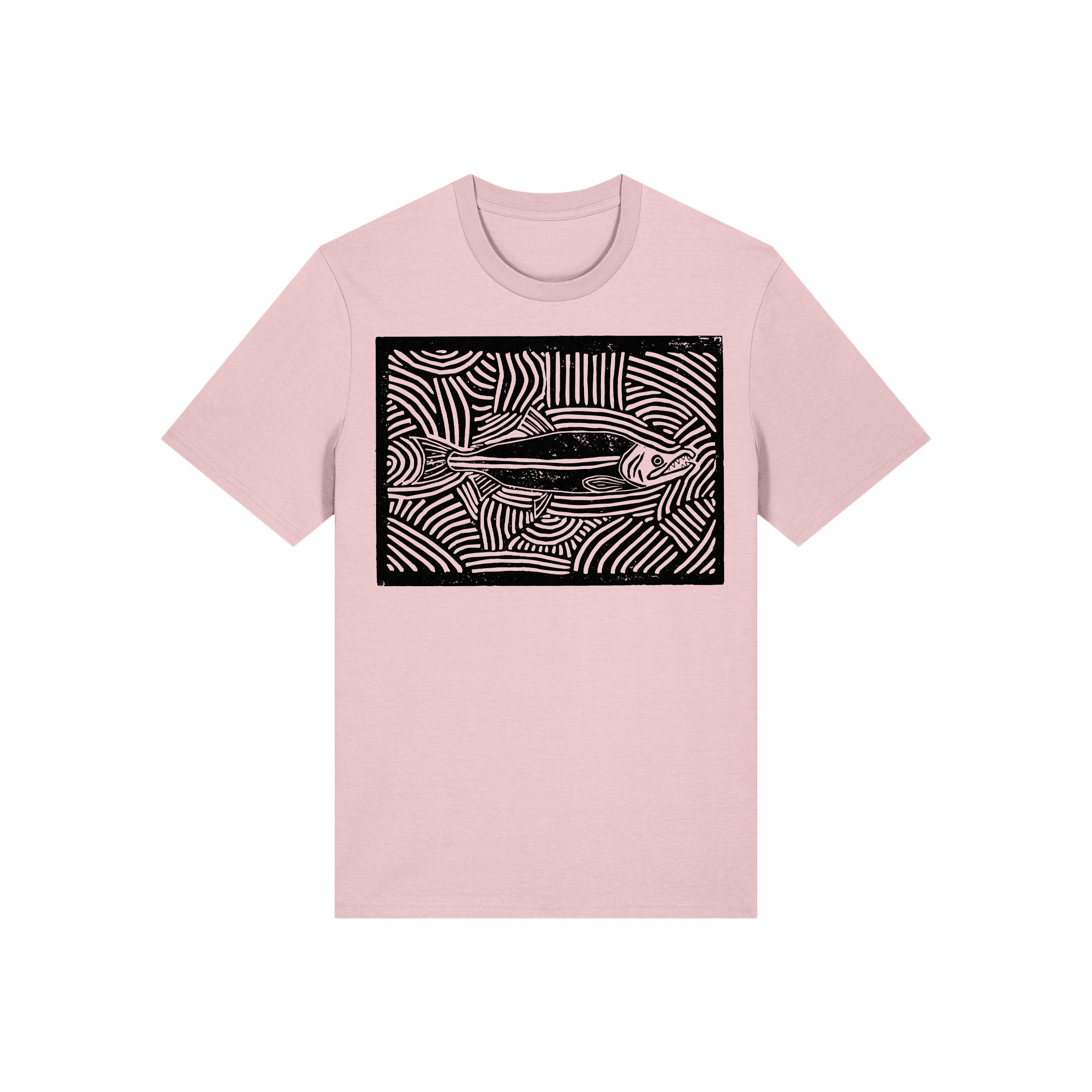 Salmon Block Print Organic Cotton Unisex Tee