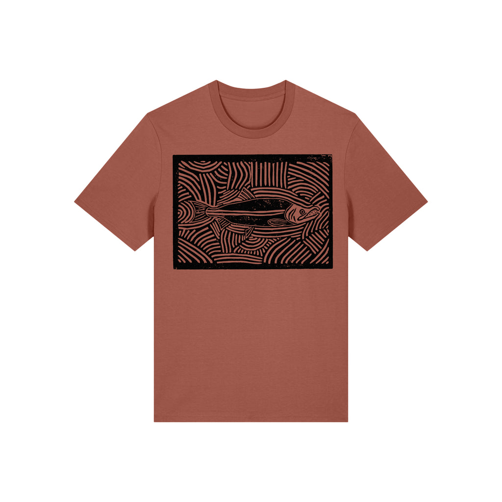 Salmon Block Print Organic Cotton Unisex Tee