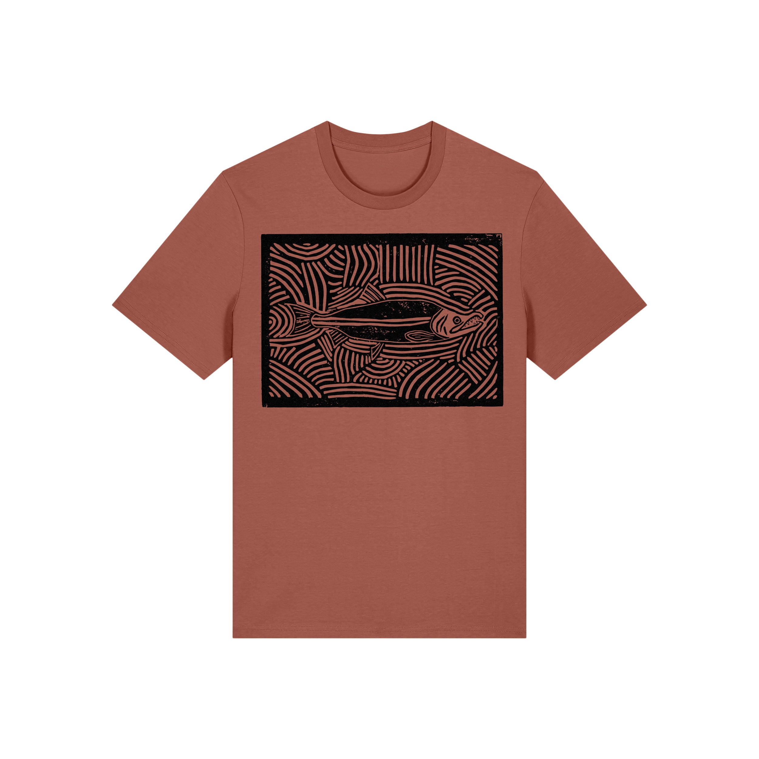 Salmon Block Print Organic Cotton Unisex Tee