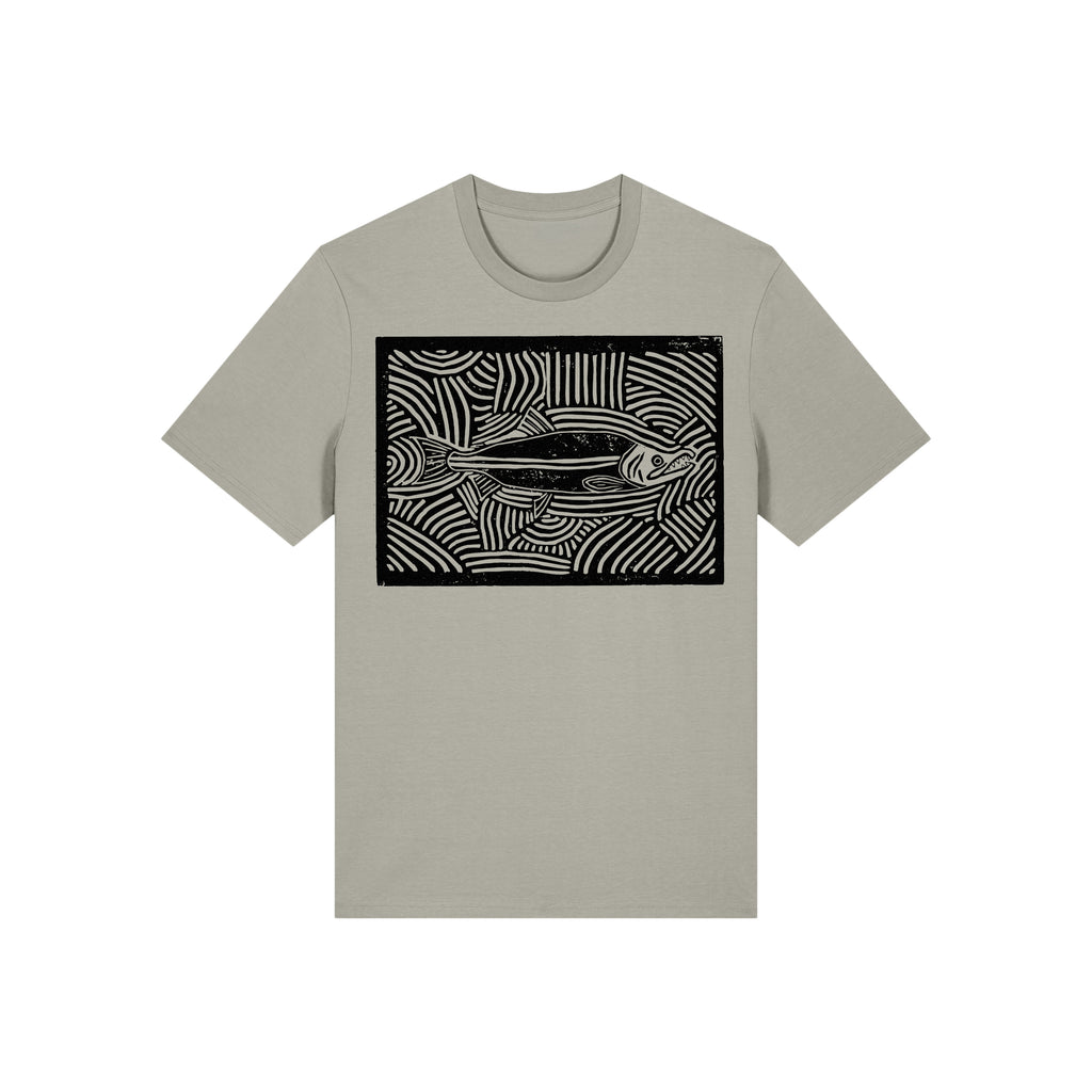 Salmon Block Print Organic Cotton Unisex Tee