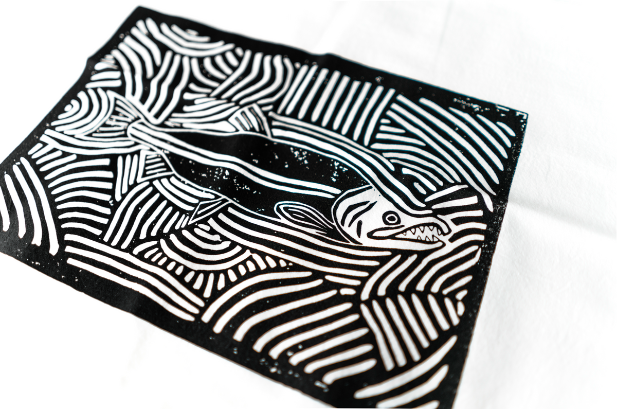 Salmon Block Tea Towel